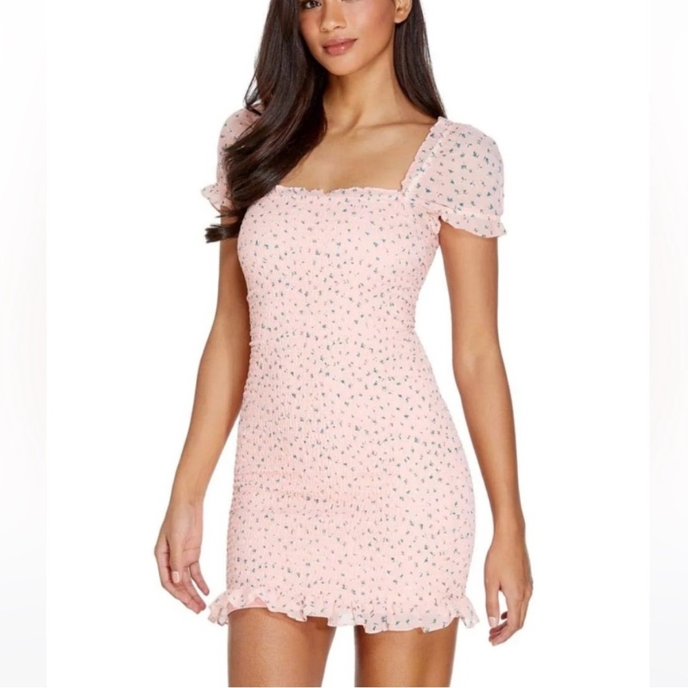 Guess Light Pink Floral Mini Dress